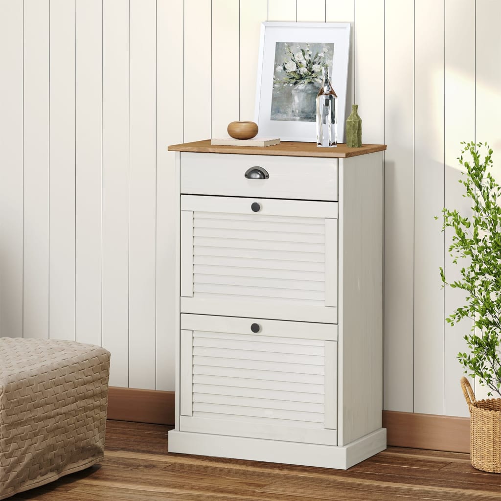 Zapatero Vigo Madera Maciza De Pino Blanco 60x35x96 Cm / Vetonek_5