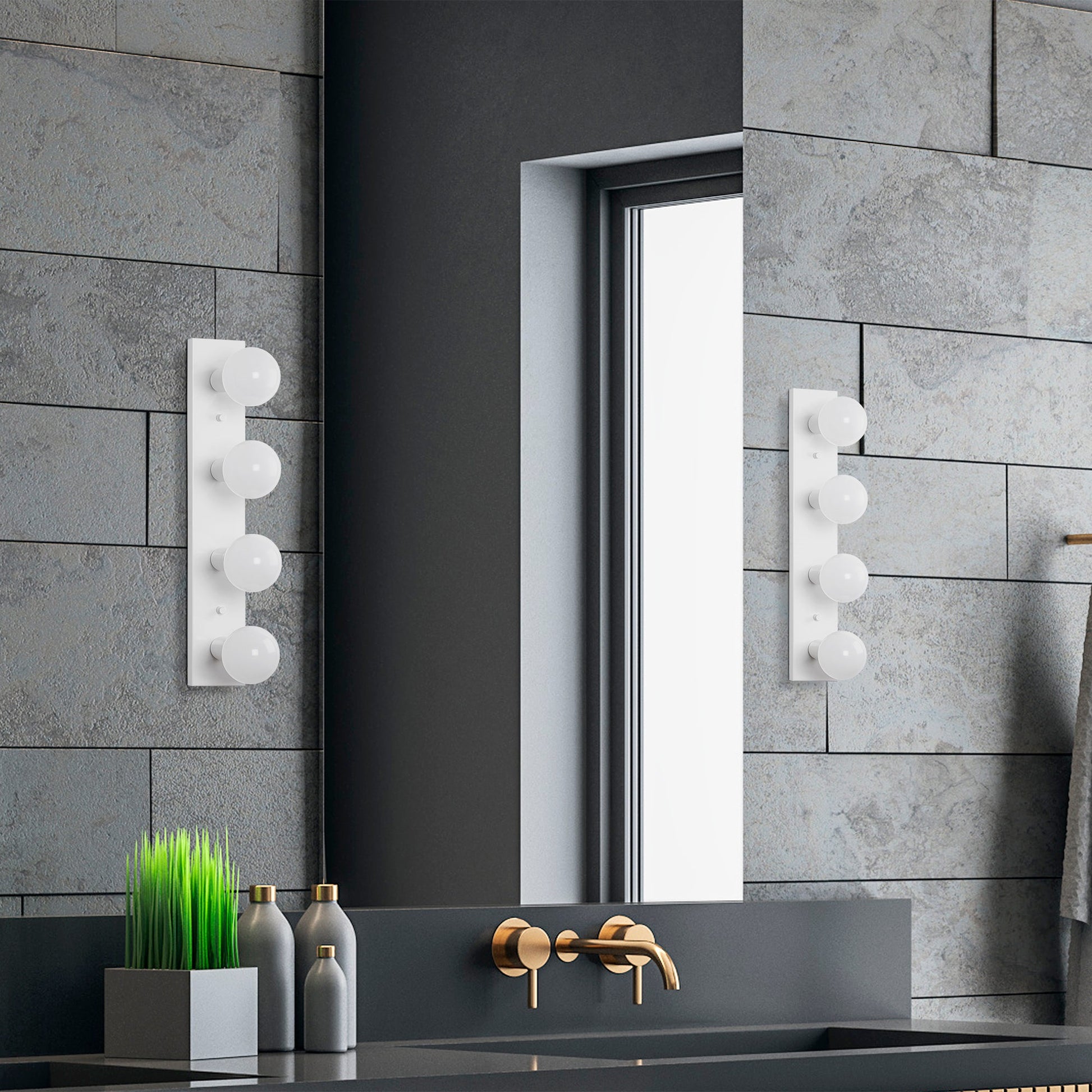 Aplique De Pared, Metal , Blanco, 10x10x60, Casquillo 4 X E27 Max 40 W