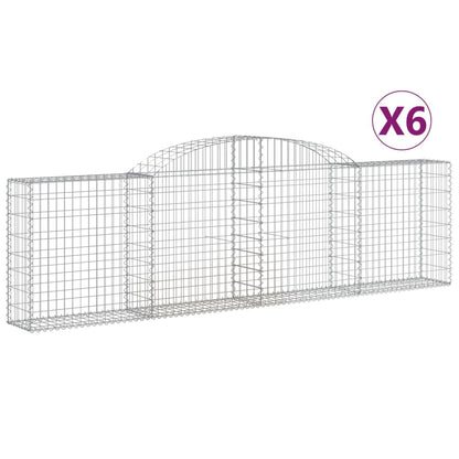 Cestas De Gaviones 6 Uds Forma De Arco Hierro 300x30x80/100 Cm_0