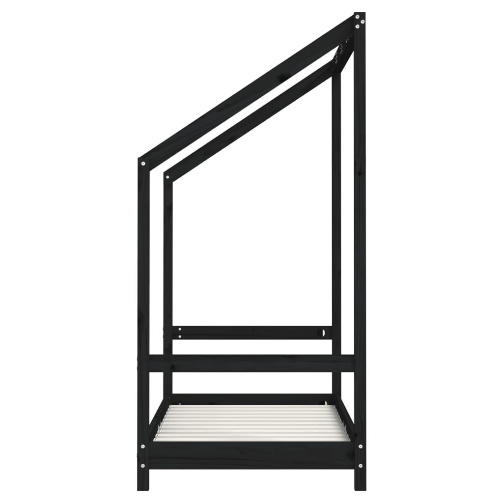 Vidaxl Estructura De Cama De Niños Madera De Pino Negro 2x(70x140) Cm_4