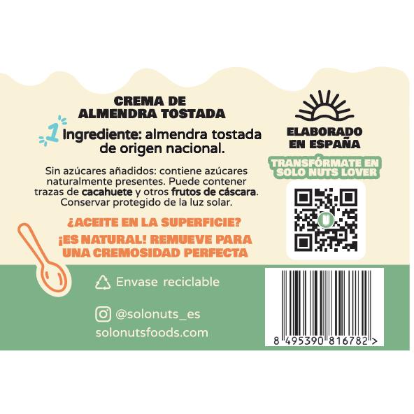 100% Solonuts Creme Suave de Amêndoa Nacional - 200g