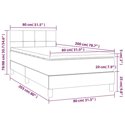 Cama Box Spring Colchón Y Luces Led Gris Taupe 80x200 Cm / Vetonek_1
