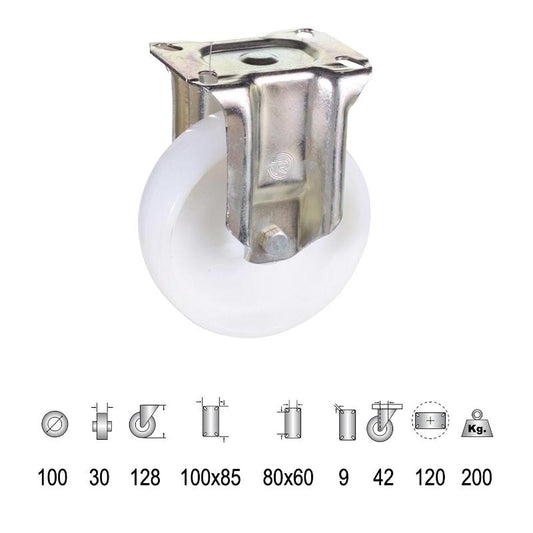 Rueda Industrial Nylon Placa Fija 100 Mm._0