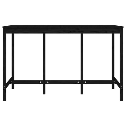 Mesa Alta De Bar Madera Maciza De Pino Negra 180x80x110 Cm_1