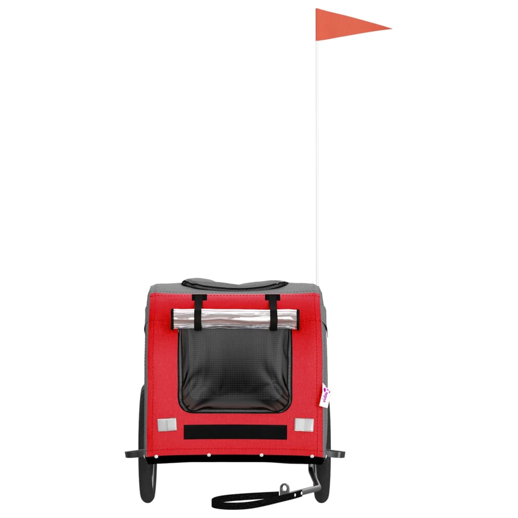 Remolque De Bicicleta Mascotas Hierro Tela Oxford Rojo Gris_3