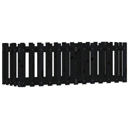 Arriate Elevado Jardín Con Valla Madera Pino Negro 150x50x50cm_3