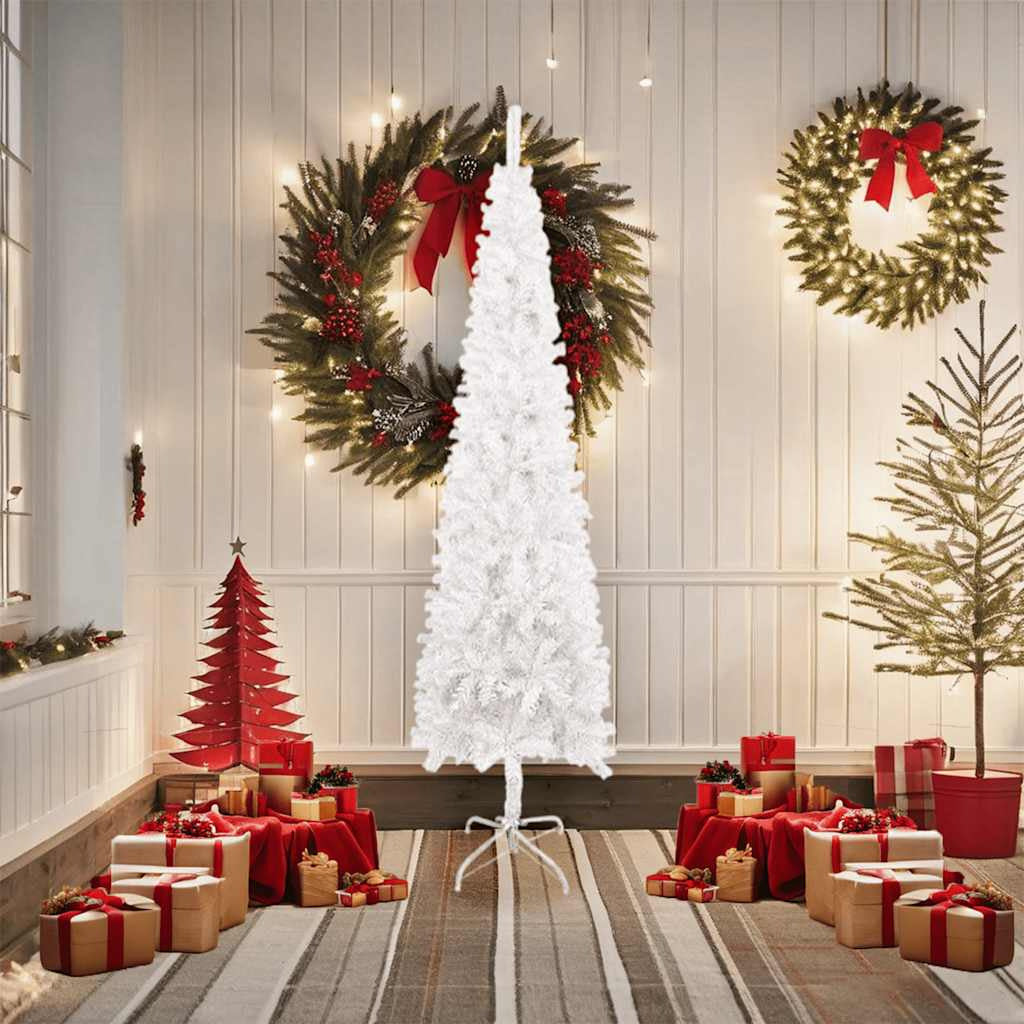 Vidaxl Árbol De Navidad Delgado Blanco 180 Cm_1