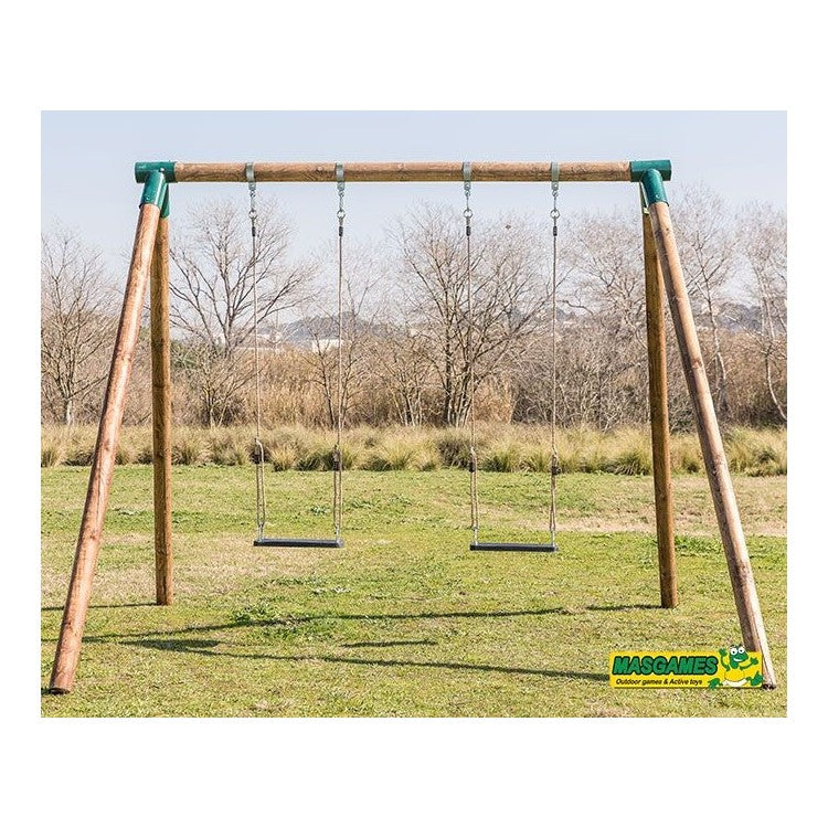 Columpio Doble De Madera Redonda Masgames Fuji Adultos (caucho Y Cuerdas)._1