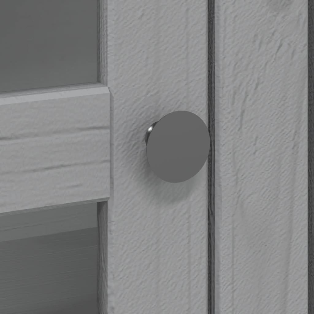 Armario Con Puertas De Vidrio Bodo Madera Maciza Pino Gris / Vetonek_1