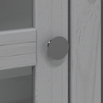 Armario Con Puertas De Vidrio Bodo Madera Maciza Pino Gris / Vetonek_1