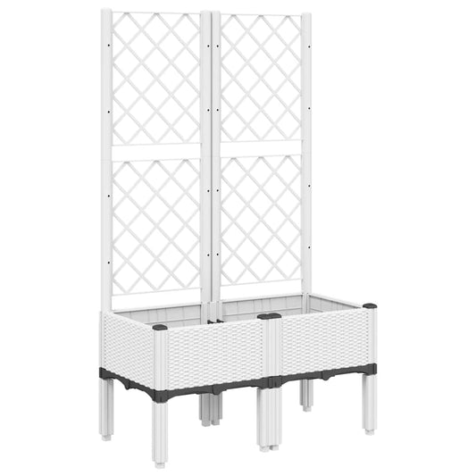 Jardinera Con Enrejado Pp Blanco 80x40x142 Cm_0