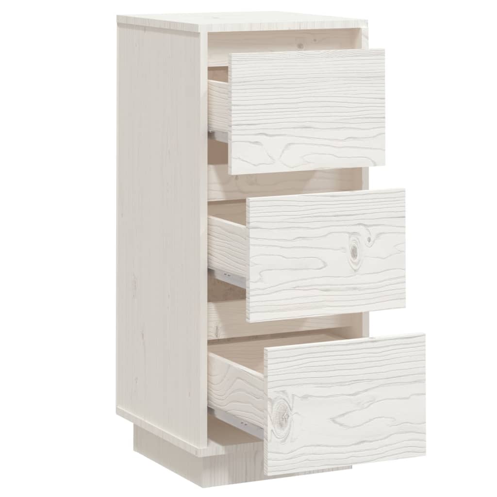 Aparador De Madera Maciza De Pino Blanco 32x34x75 Cm / Vetonek_3