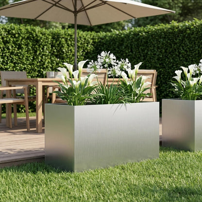 Macetero De Jardín Plateado 80 X 50 X 50 Cm Acero Galvanizado_1