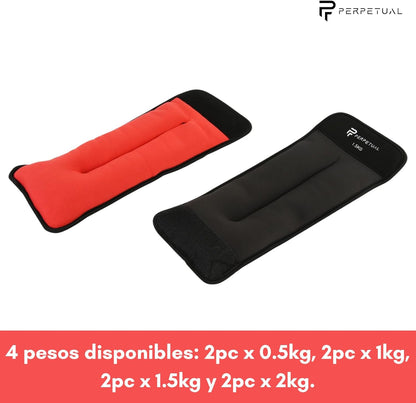 Pesas Ajustables Perpetual Para Tobillos Y Muñecas - 2pc X 0.5kg - Tobilleras Y Muñequeras Lastradas Con Peso_2