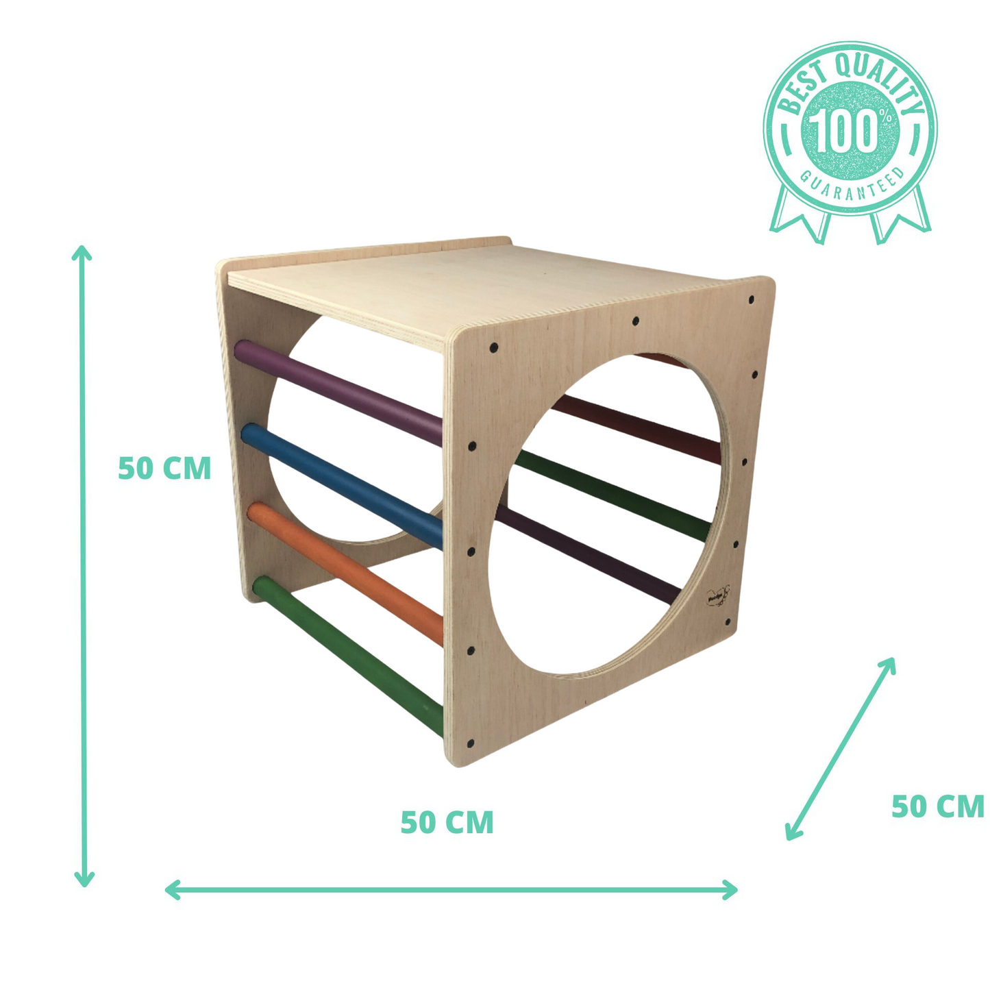 Cubo De Escalada/aprendizaje Pikler De Madera De Colores. Med: 50 X 50 X 50 Cm.cunksc0009. Woodgo._1