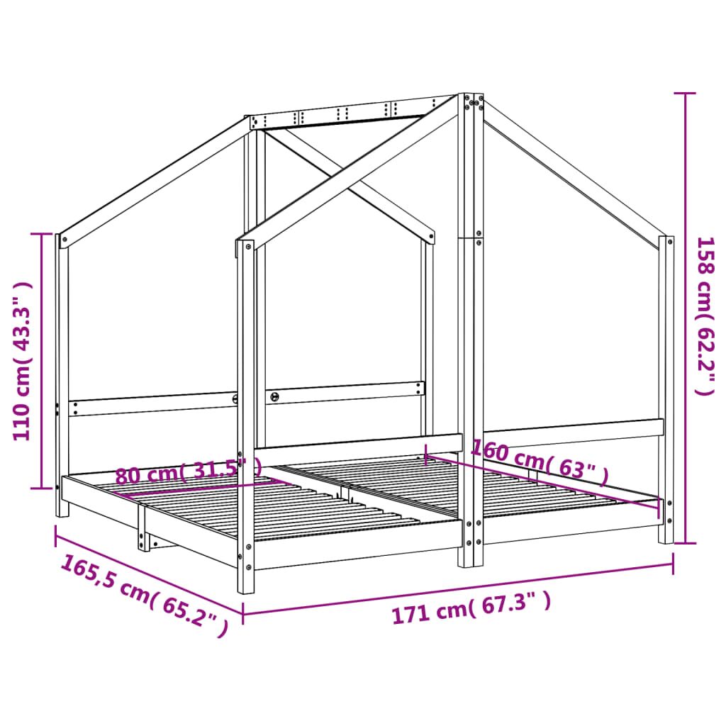 Vidaxl Estructura De Cama De Niños Madera De Pino Blanco 2x(80x160) Cm_2