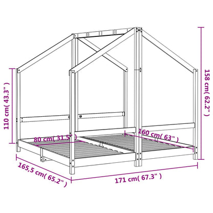 Vidaxl Estructura De Cama De Niños Madera De Pino Blanco 2x(80x160) Cm_2
