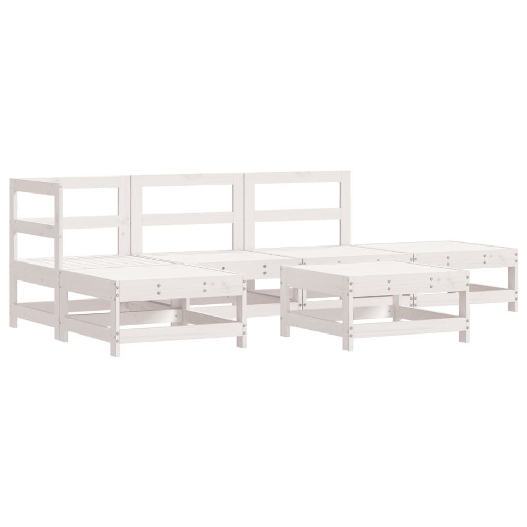 Vidaxl Juego De Muebles De Jardín 6 Piezas Madera Maciza Pino Blanco_0