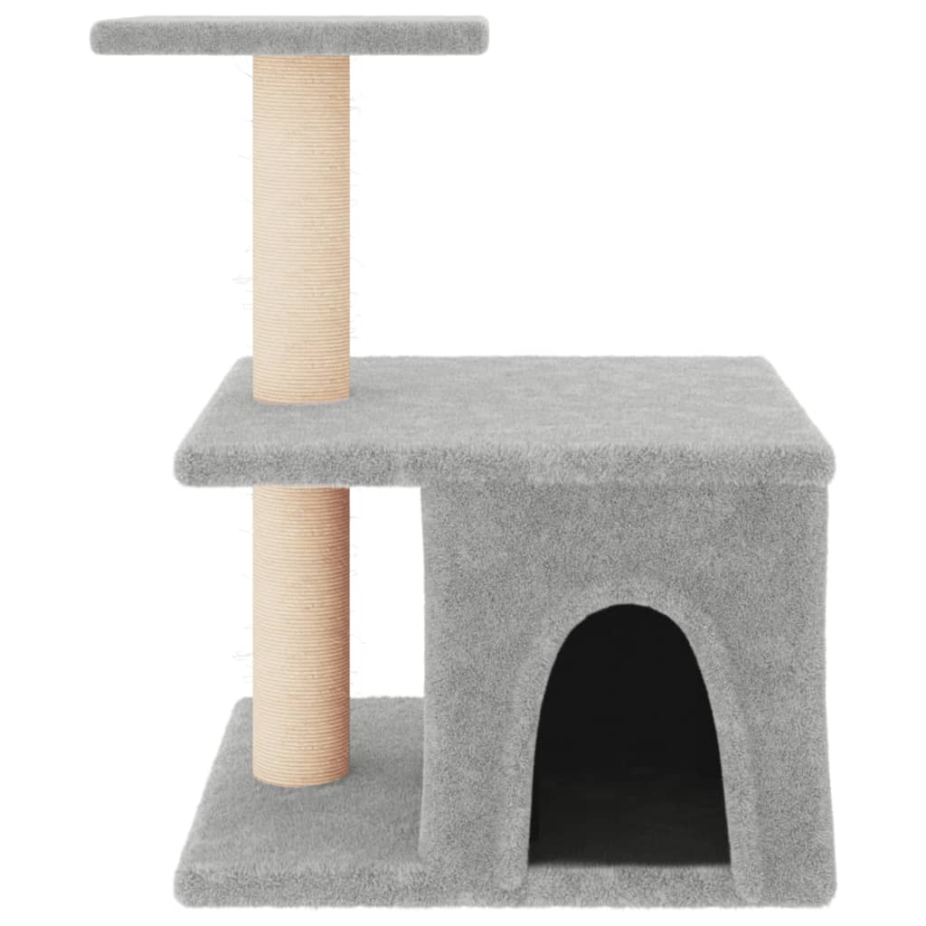 Rascador Para Gatos Con Postes De Sisal Gris Claro 48 Cm_2