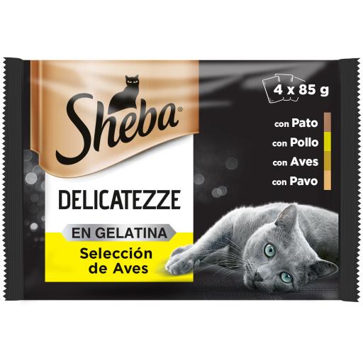 Ração húmida para gatos Sheba Delicatezze Poultry Selection 4x85g