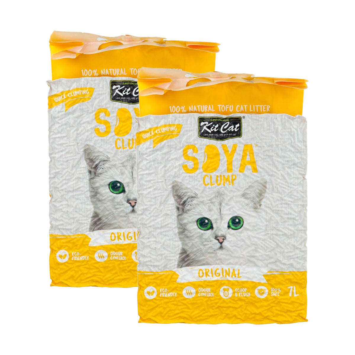 Pack 2x Kit Cat SoyaClump Pack Ahorro - Original Arena Vegetal para gatos 7 L