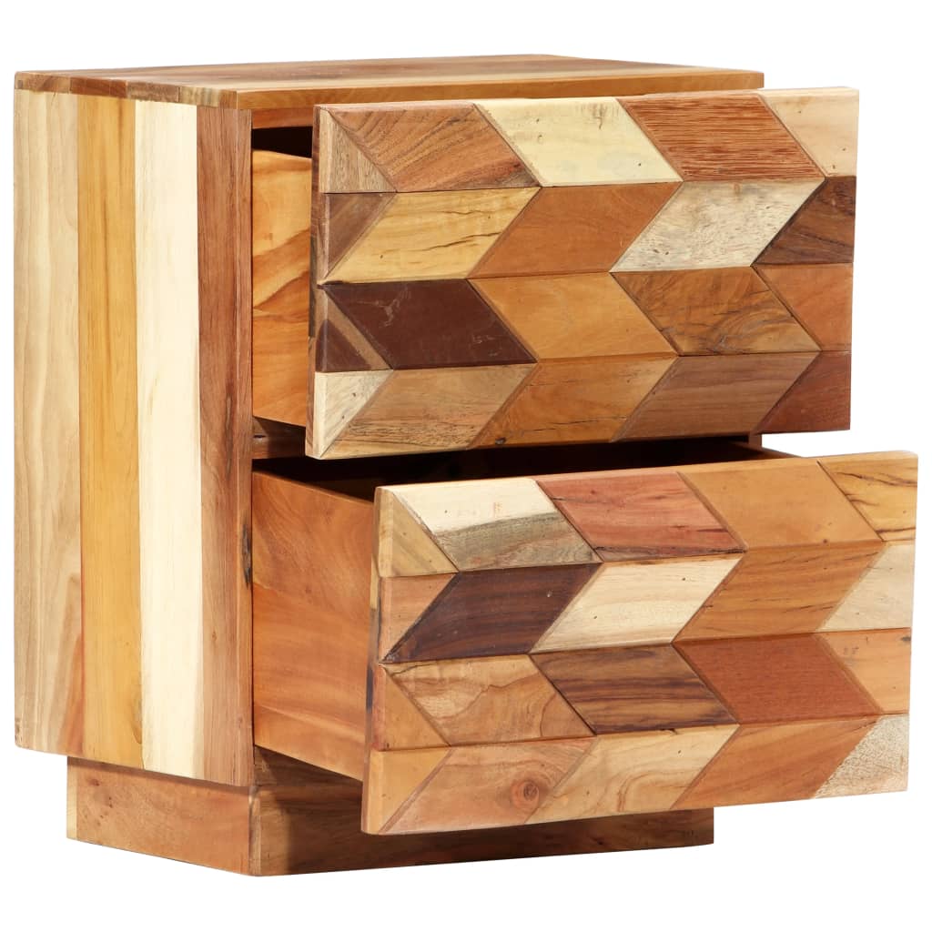 Mesita De Noche De Madera Maciza Reciclada 40x30x50 Cm_0