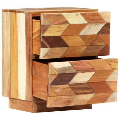 Mesita De Noche De Madera Maciza Reciclada 40x30x50 Cm_0