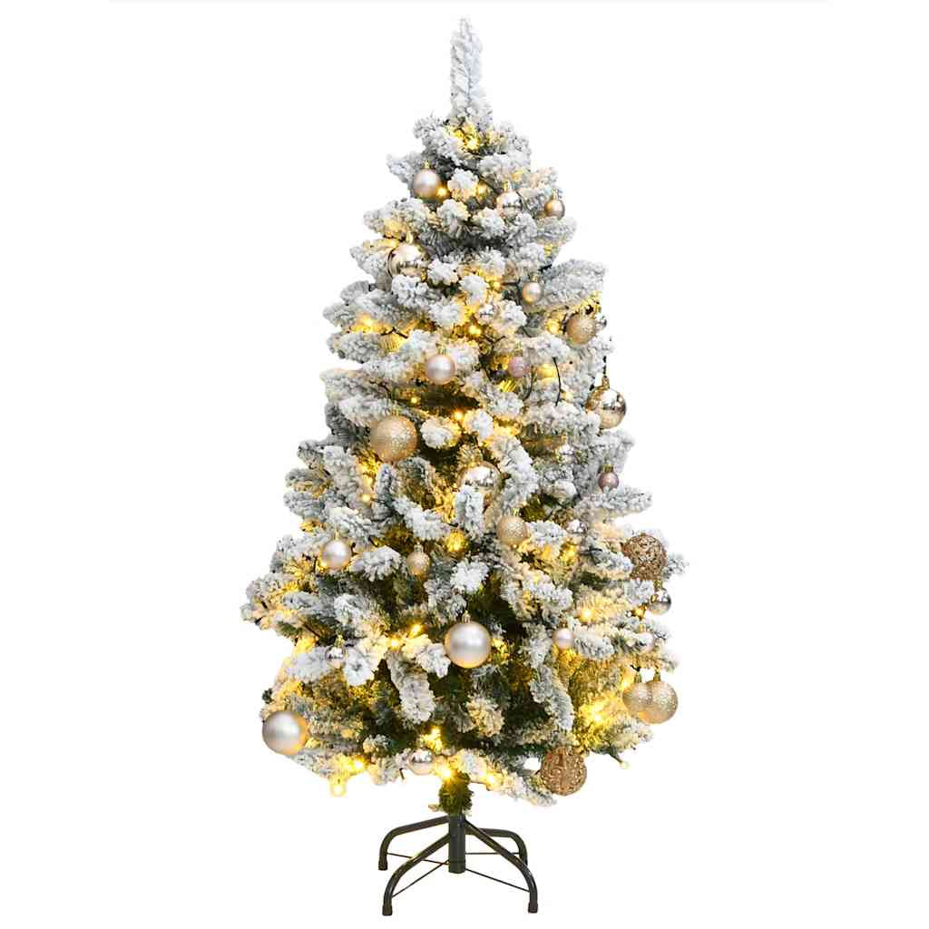 Vidaxl Árbol De Navidad Artificial Con Bisagras 150 Led Y Bolas 150 Cm_0