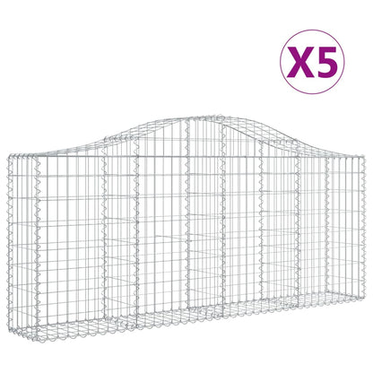 Cestas De Gaviones 5 Uds Forma De Arco Hierro 200x30x80/100 Cm_0