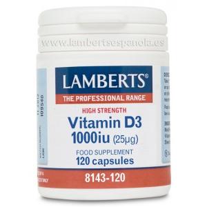 Vitamina D3 1000 UI (25 µg) Lamberts, 120 cápsulas