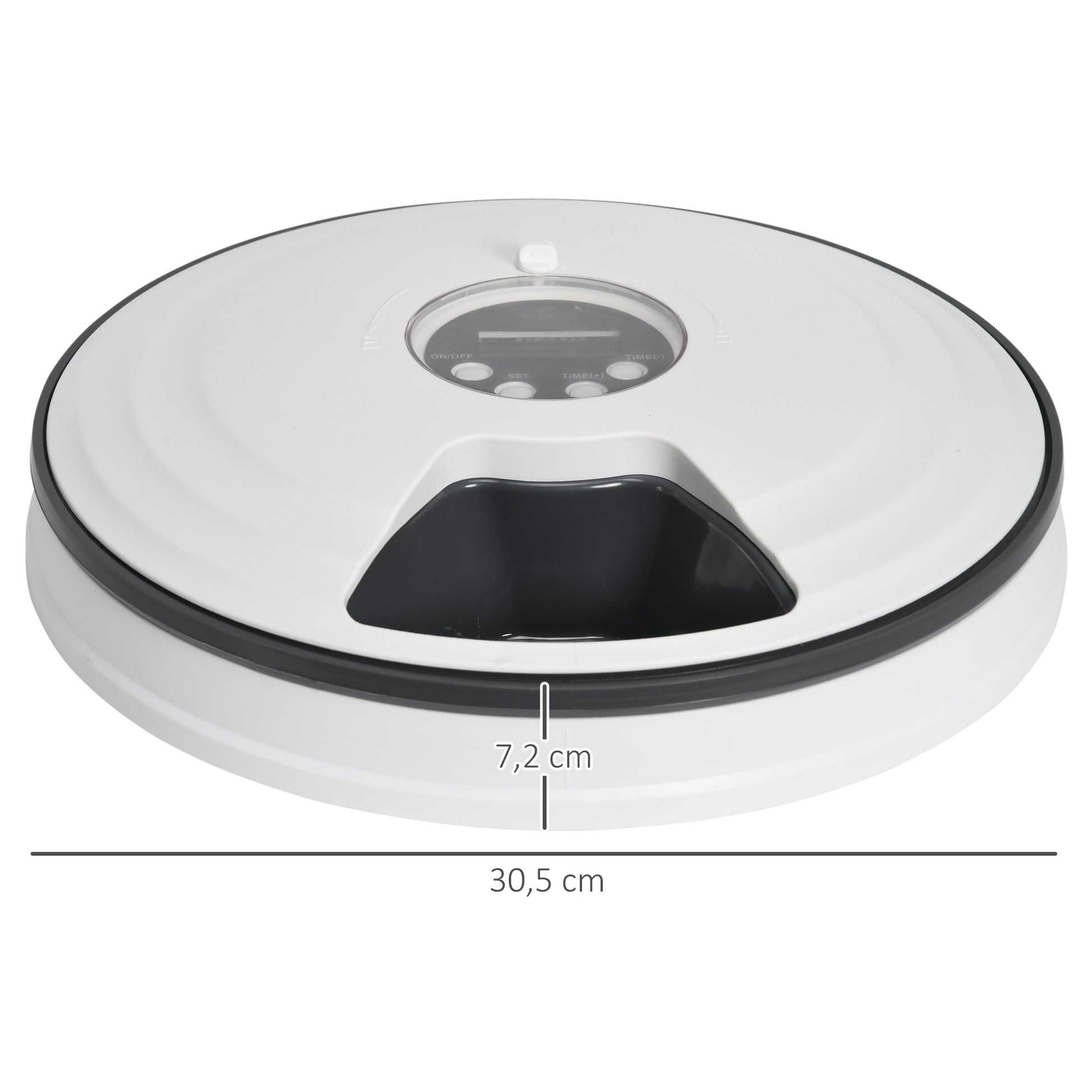 Pawhut Alimentador Automático Para Gatos Perros Temporizador Ø30,5x7,2 Cm Blanco_2