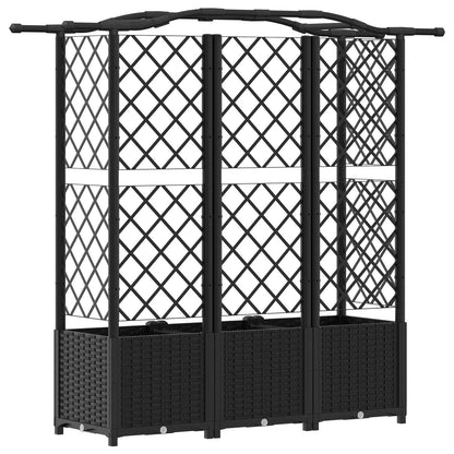 Cama Elevada Con Trellis Y Techo Negro 163 X 40 X 138 Cm Pp_4