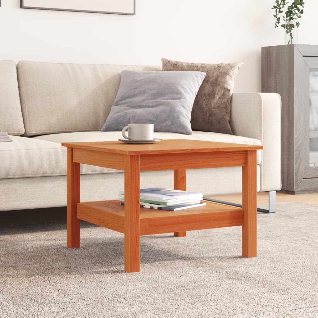 Mesa De Centro Madera Maciza De Pino Marrón Cera 55x55x40 Cm_1