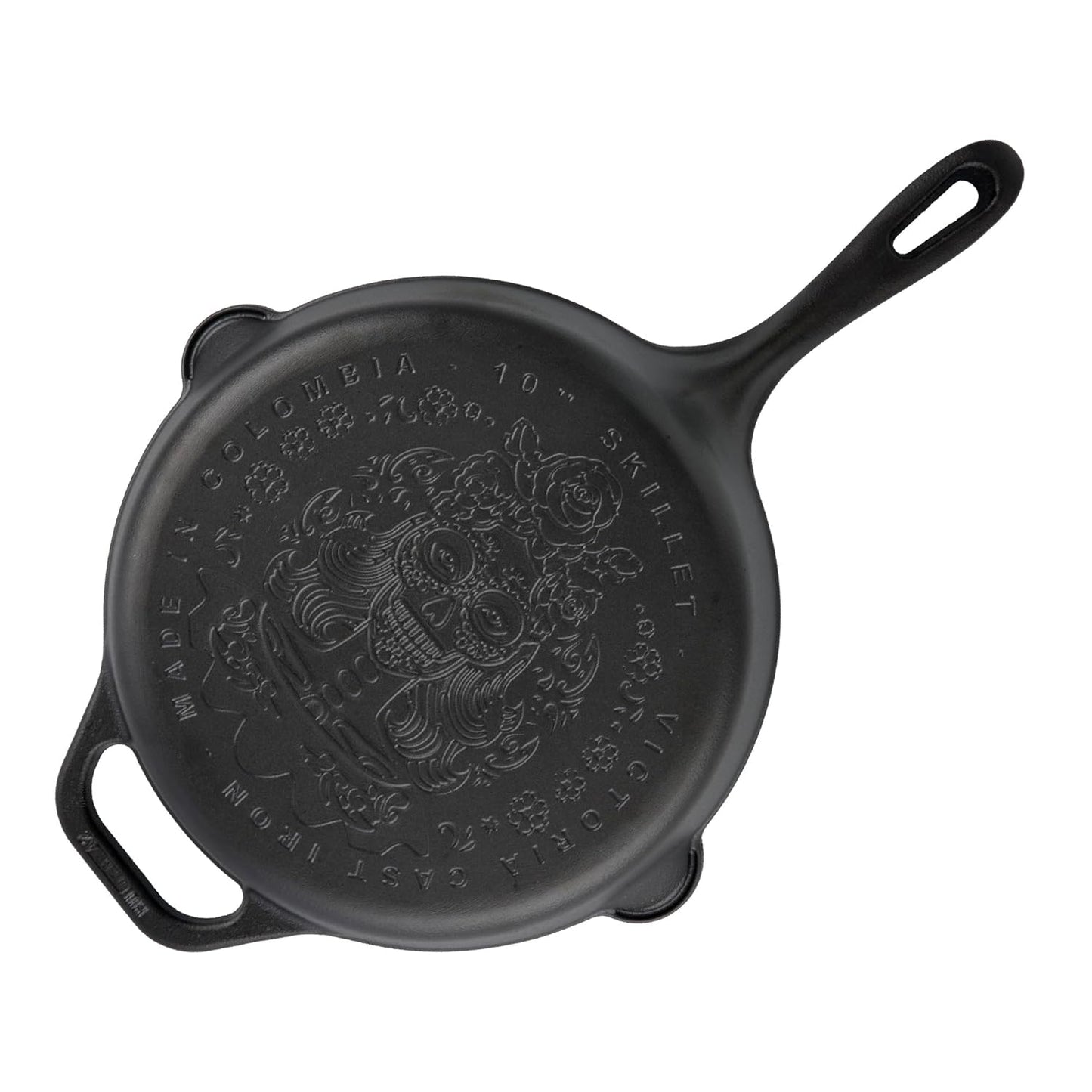 Victoria Sartén Hierro Fundido Esmaltado Diseño Catrina Inducción 25cm Apta Fuego, Horno Cast Iron Skillet, Catrina_0