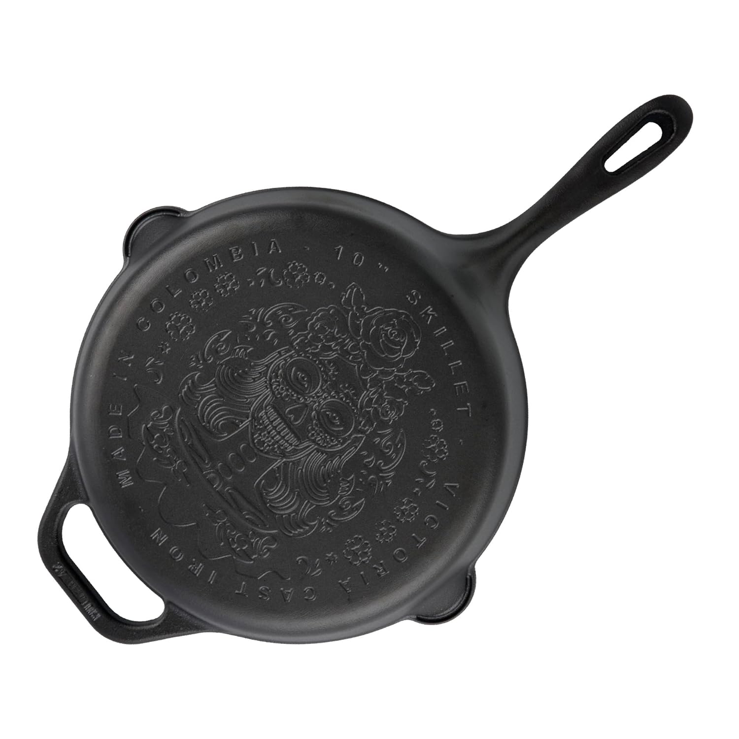 Victoria Sartén Hierro Fundido Esmaltado Diseño Catrina Inducción 25cm Apta Fuego, Horno Cast Iron Skillet, Catrina_0