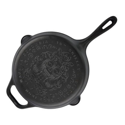 Victoria Sartén Hierro Fundido Esmaltado Diseño Catrina Inducción 25cm Apta Fuego, Horno Cast Iron Skillet, Catrina_0