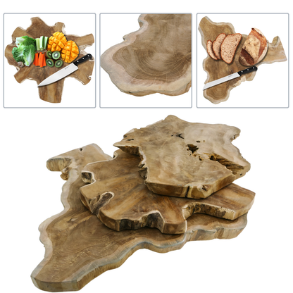 Tabla De Cortar De Madera De Teca Certificada 3 Unidades_1