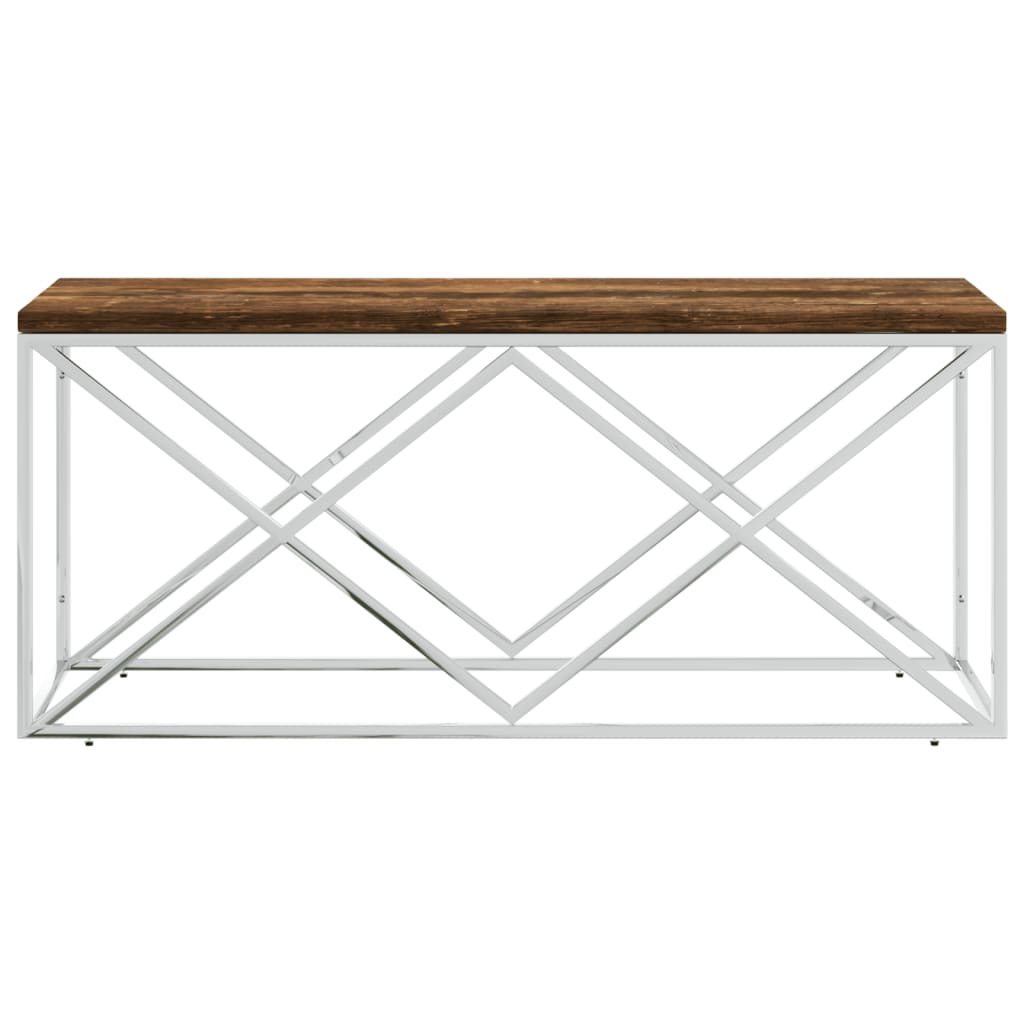 Mesa De Centro Acero Inoxidable Y Madera Maciza Reciclada_1