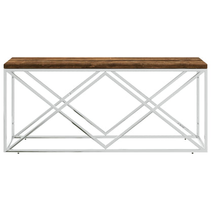 Mesa De Centro Acero Inoxidable Y Madera Maciza Reciclada_1