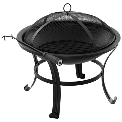 Outsunny Brasero Exterior Ø56 Cm Con Tapa Protectora Contra Chispas Y Atizador_0