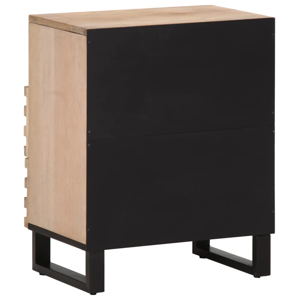 Mesita De Noche De Madera Maciza De Mango Rugosa 50x34x62 Cm_3