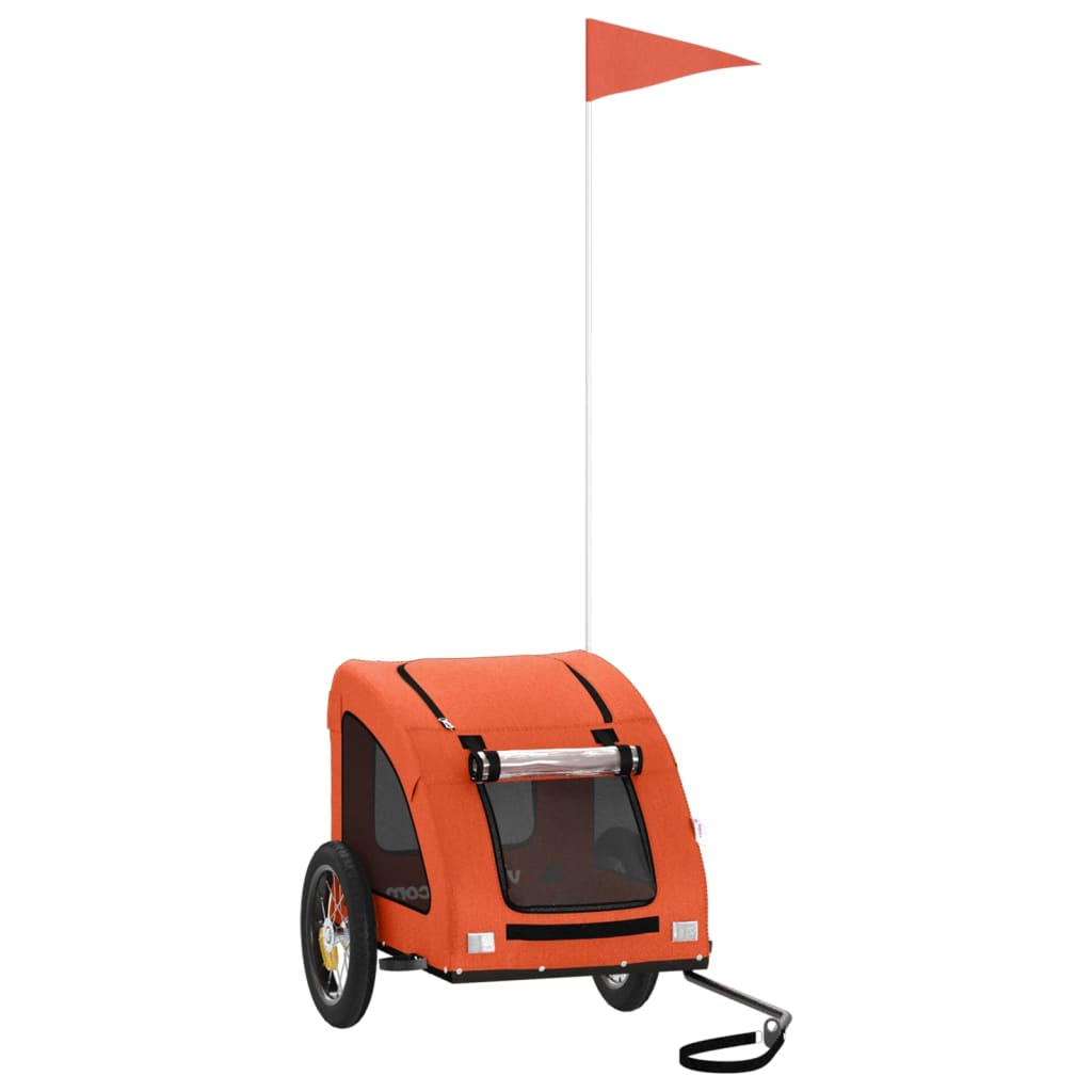 Remolque De Bicicleta Mascotas Hierro Tela Oxford Naranja_0