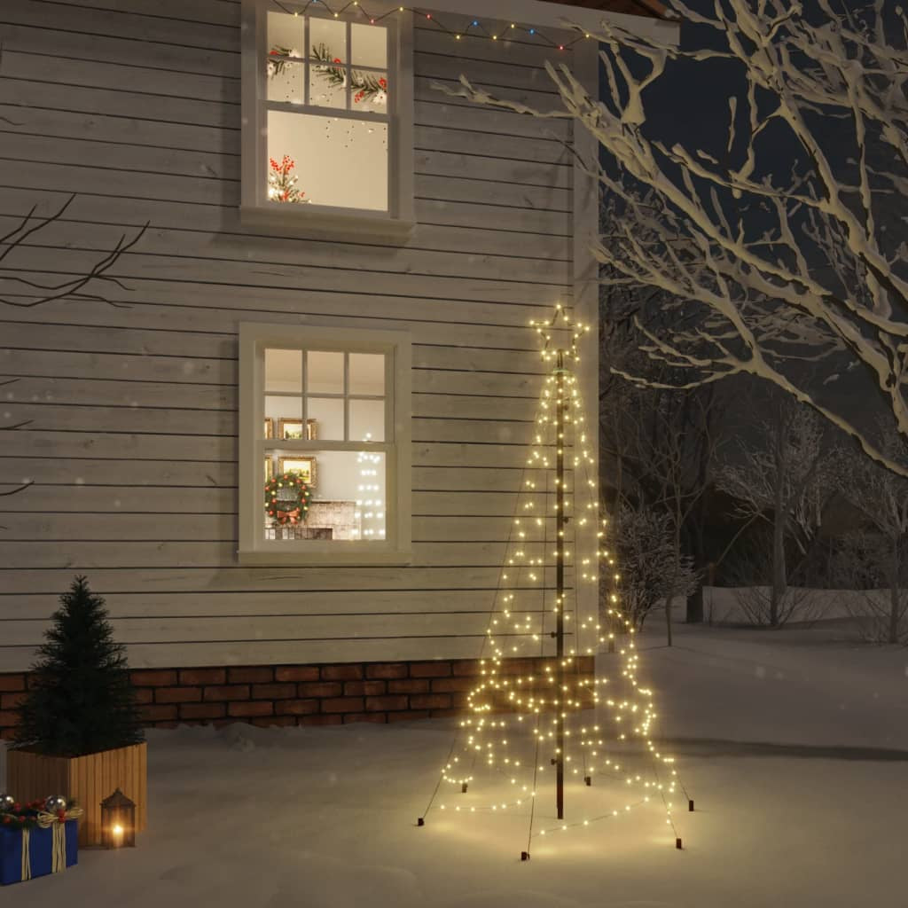 Vidaxl Árbol De Navidad Con Pincho 200 Led Blanco Cálido 180 Cm_1