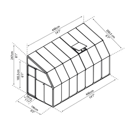 Pérgola fechada para solário 200x448 cm 