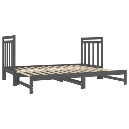 Sofá Cama Extraíble Madera Maciza De Pino Gris 2x(90x190) Cm / Vetonek_3