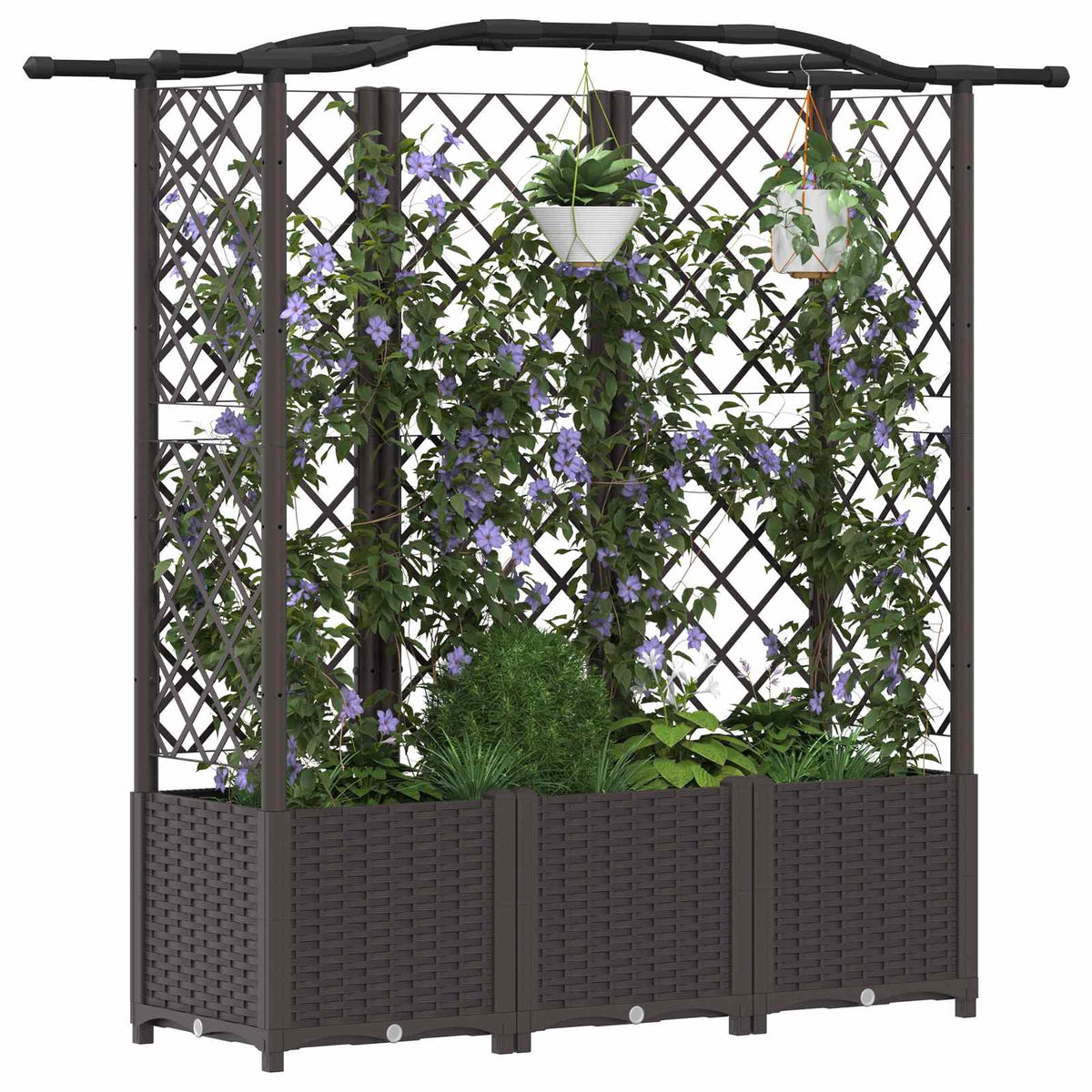 Cama Elevada Con Trellis Y Techo Marrón 163 X 40 X 138 Cm Pp_2