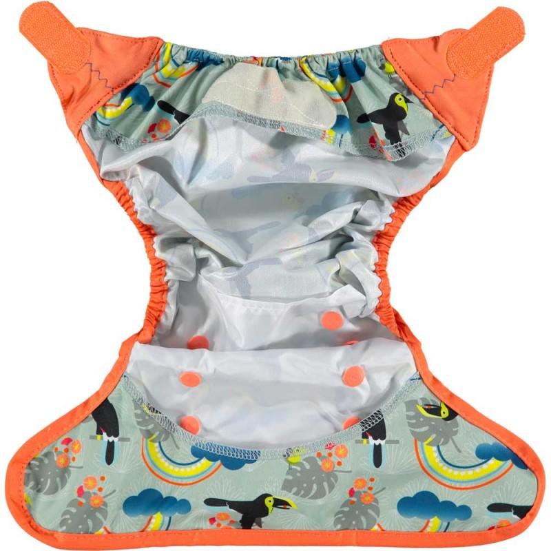 Capa de fralda de bambu reutilizável com velcro e encaixe Toucan Close Parent