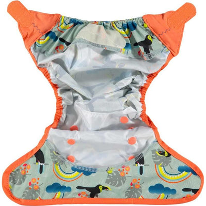 Capa de fralda de bambu reutilizável com velcro e encaixe Toucan Close Parent