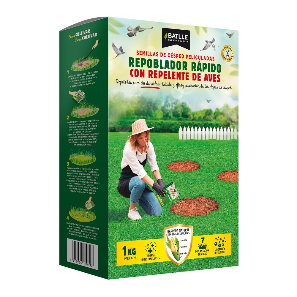 Sementes de erva de substituição rápida Batlle com repelente de pássaros 1 kg