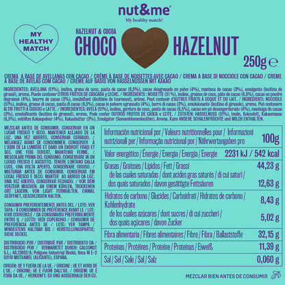 Nut&amp;me Creme de Avelã e Cacau 250g